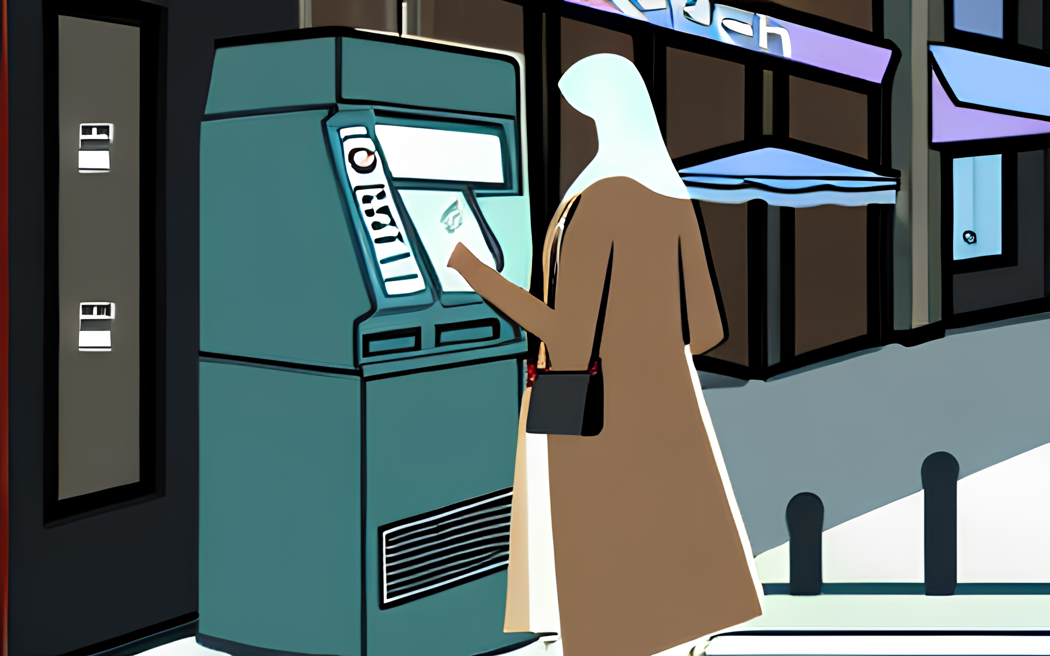 Lady using an ATM