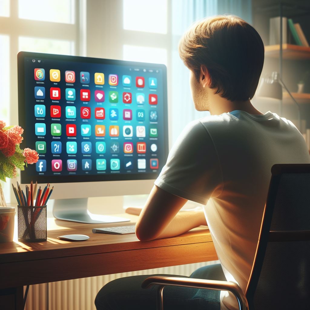 Man using computer at his desk